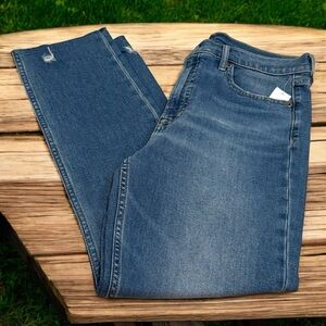 NEW Gap Denim Cigarette High Rise Medium Wash Raw Hem Jeans Women’s Size 30